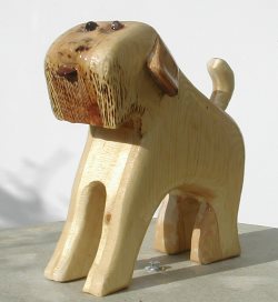 brussels griffon in natural wood